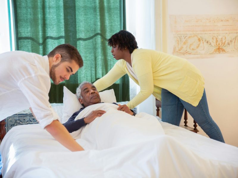 An Elderly Man Lying on the Bed